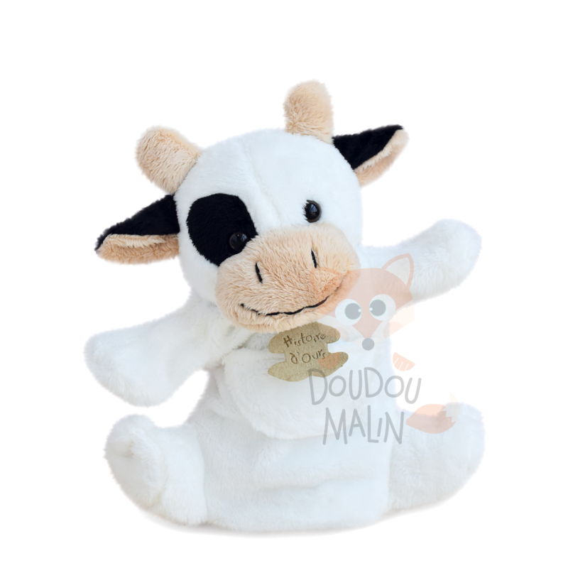 Marionnette vache blanc noir 